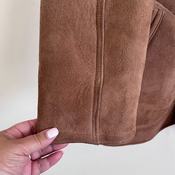 Vintage David Church Suede Mens Coat Size 40 Brown Shearling Sheepskin Marlboro - Picture 6 of 12